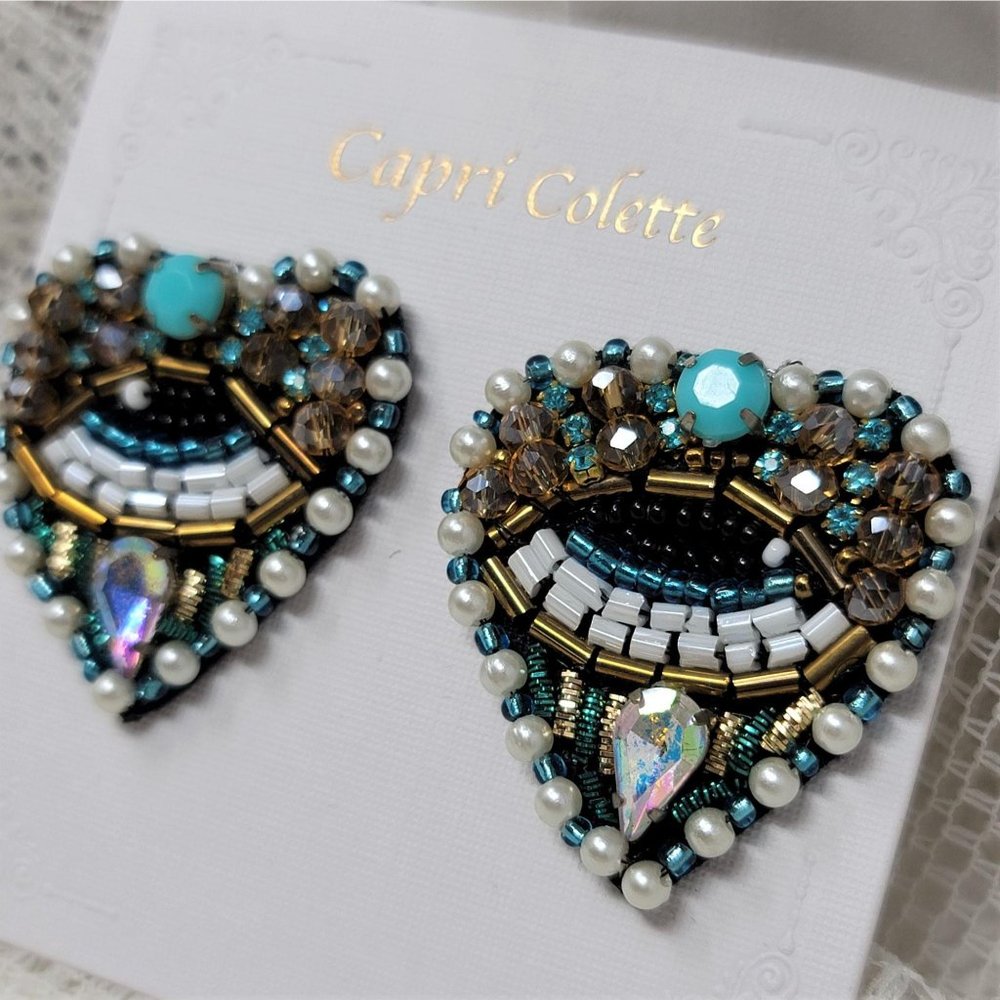 Capri Colette Rhinestone & Seed Eye Earrings Pierc - Picture 4 of 8